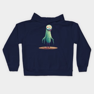 Silly Green Cute Monster Kids Hoodie